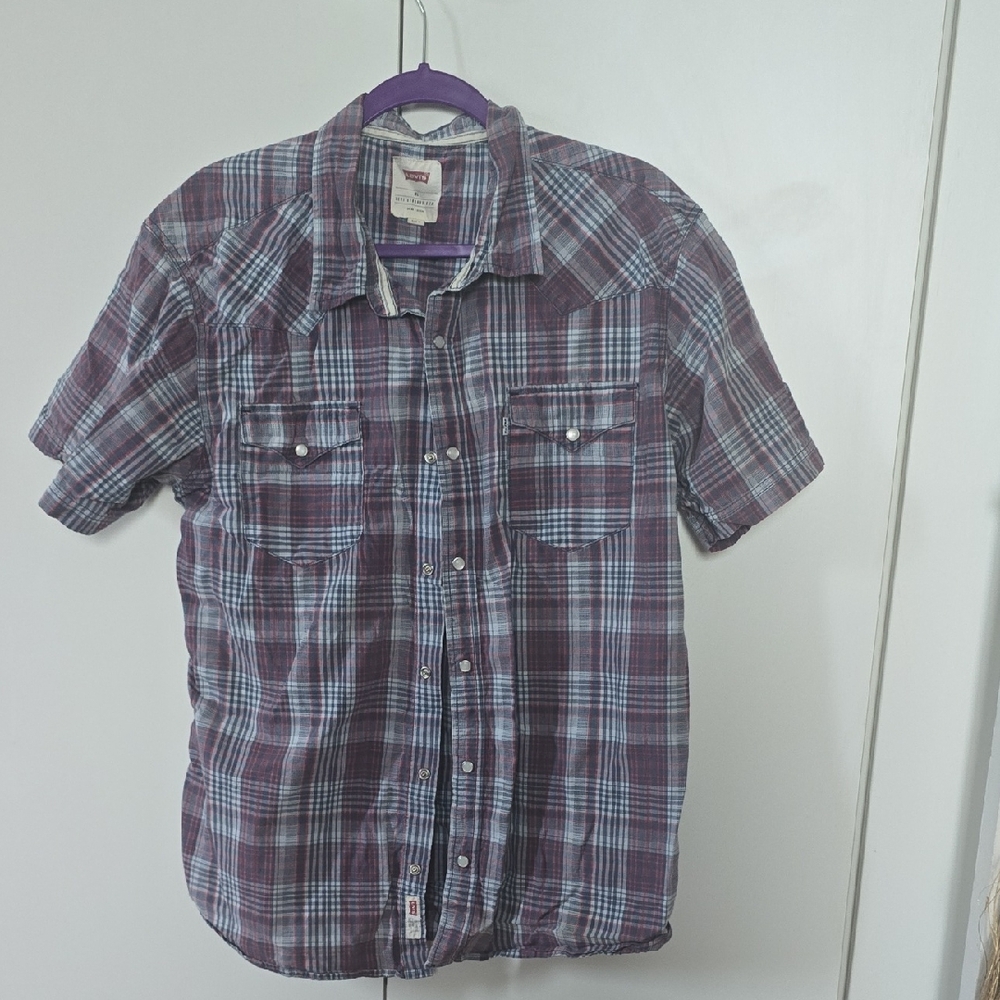 Levi's Men's Casual Plaid Shirt - Blue and Purple
